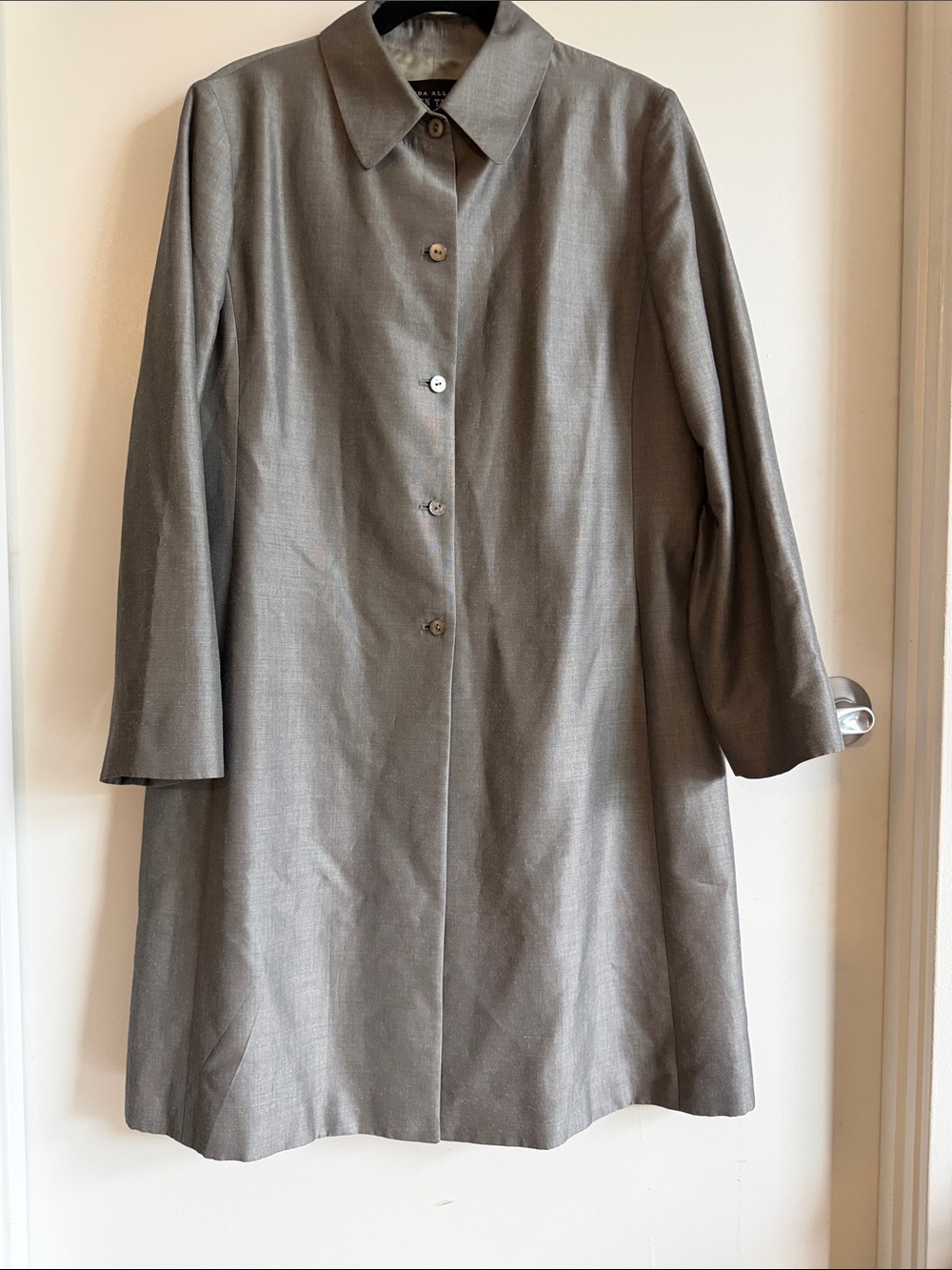 Quiet Luxury Vintage Ellen Tracy Classic Gry lightweight lined long jacket Sz 12